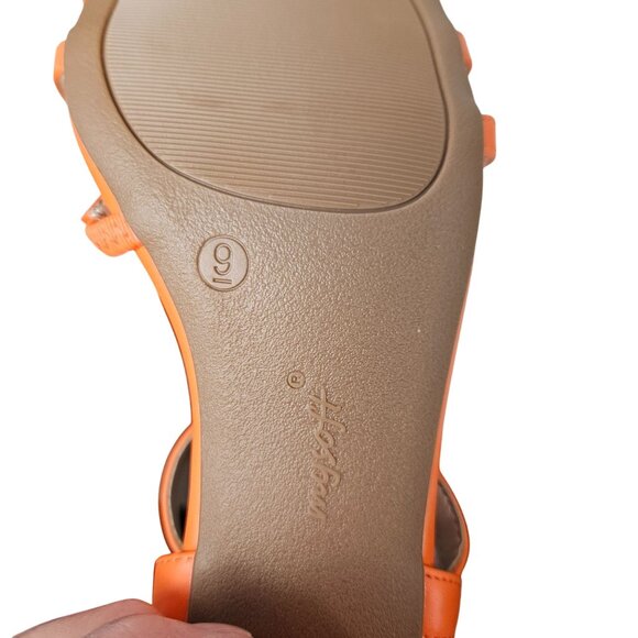 Womens Orange Strappy Block Heel Sandals Shoes Size 9 Adj Buckle & 2.5" Heel - Picture 7 of 10